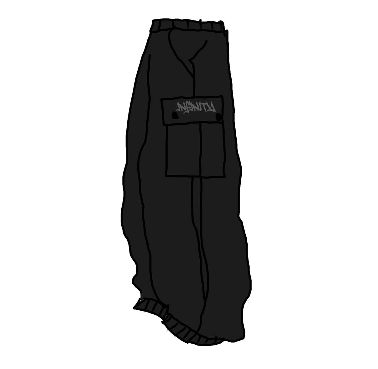 Black Reflective Logo Baggy Snow pants